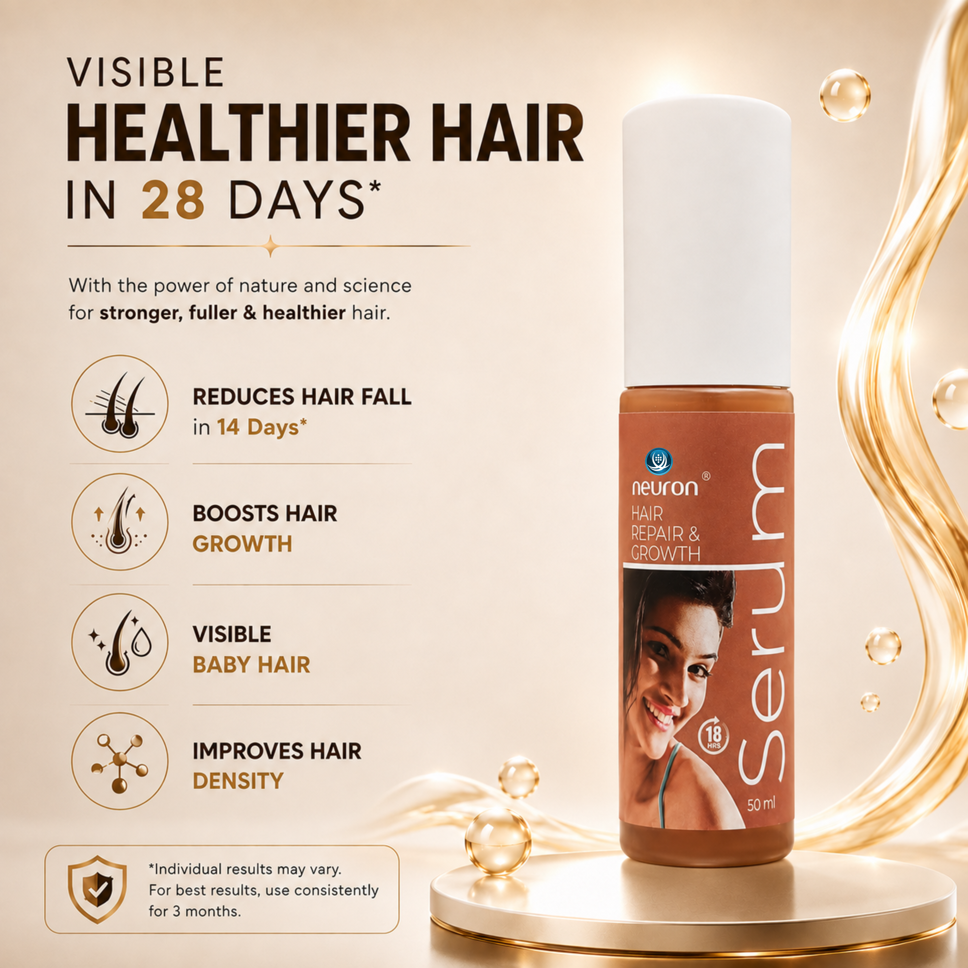 Neuron Hair Repair & Growth Serum 50ml | Keratin & Argan Oil |