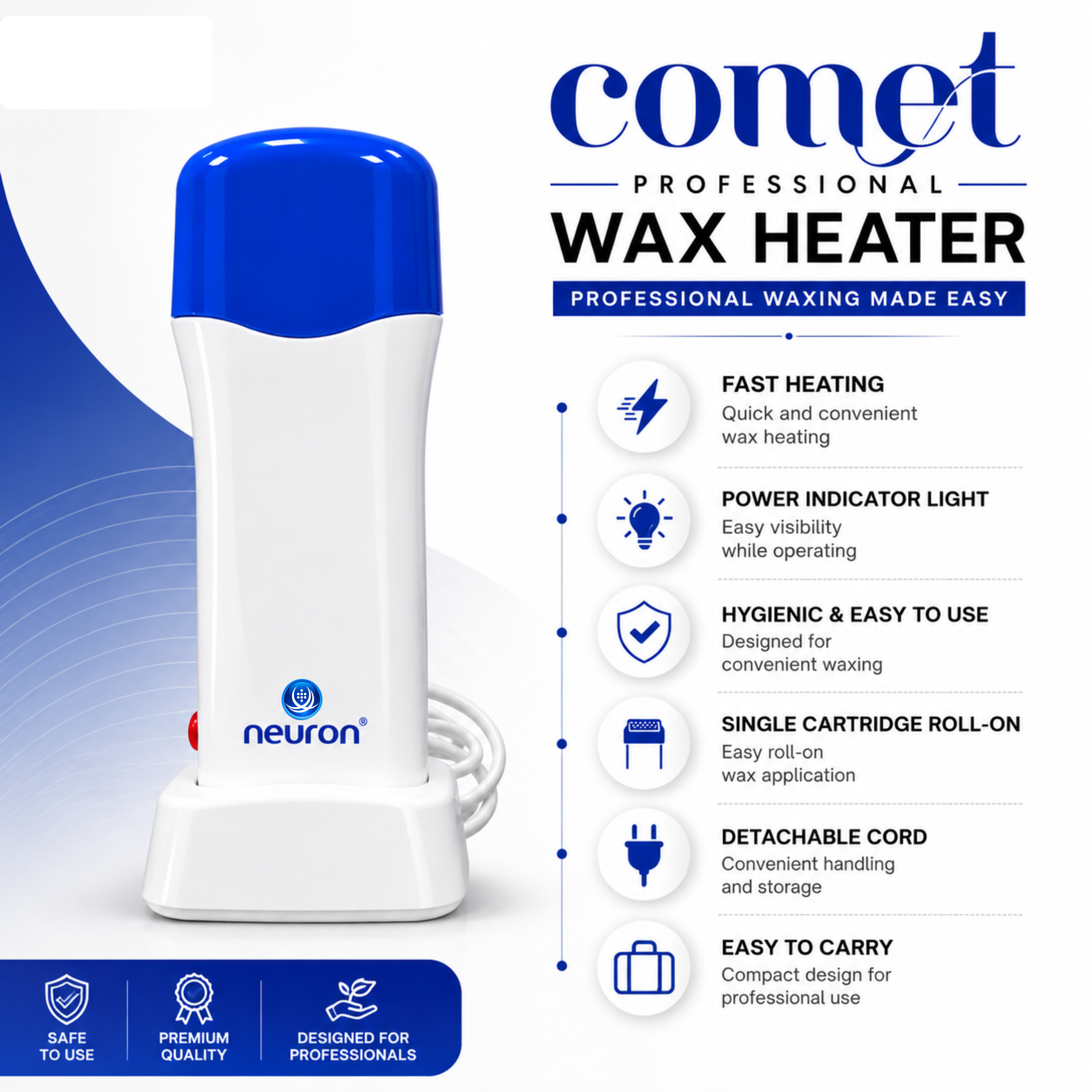 Neuron Comet Professional Wax Heater – Single Cartridge Roll-On Wax Heater