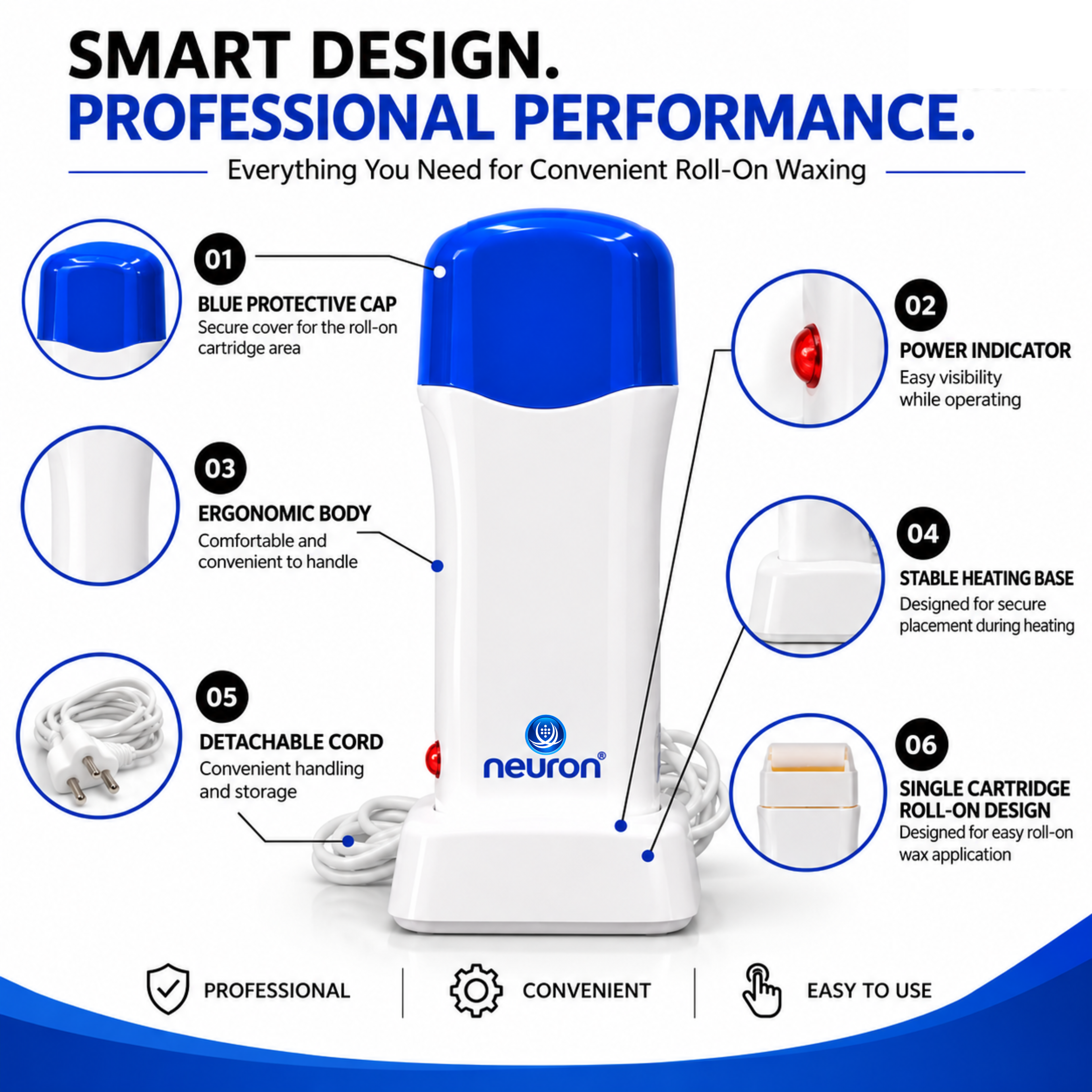 Neuron Comet Professional Wax Heater – Single Cartridge Roll-On Wax Heater