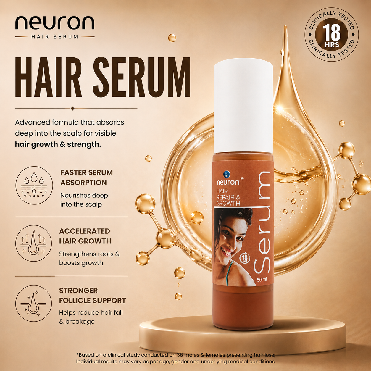 Neuron Hair Repair & Growth Serum 50ml | Keratin & Argan Oil |