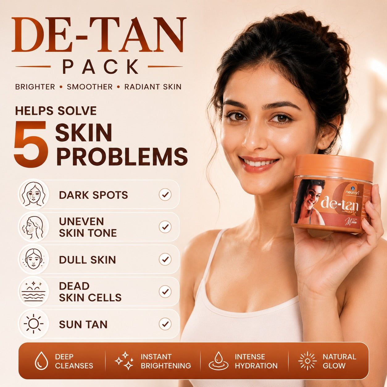 De Tan Face Pack 200 gram